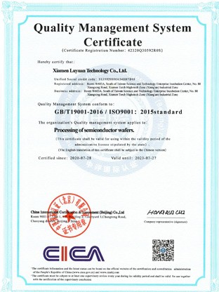 Quality Management System Certificate